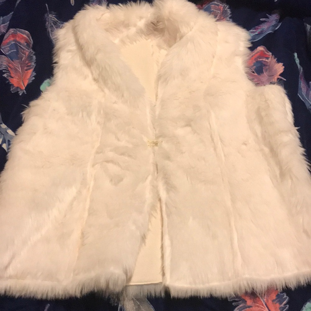 Fuzzy white vest